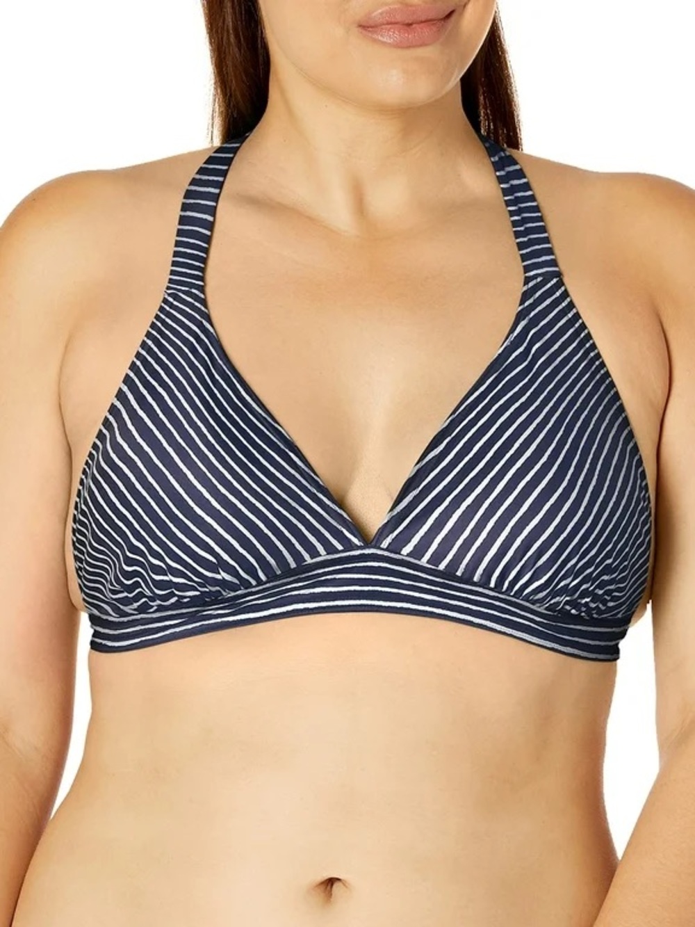 prAna Lahore Blue Anchor Striped Halter Bikini Top